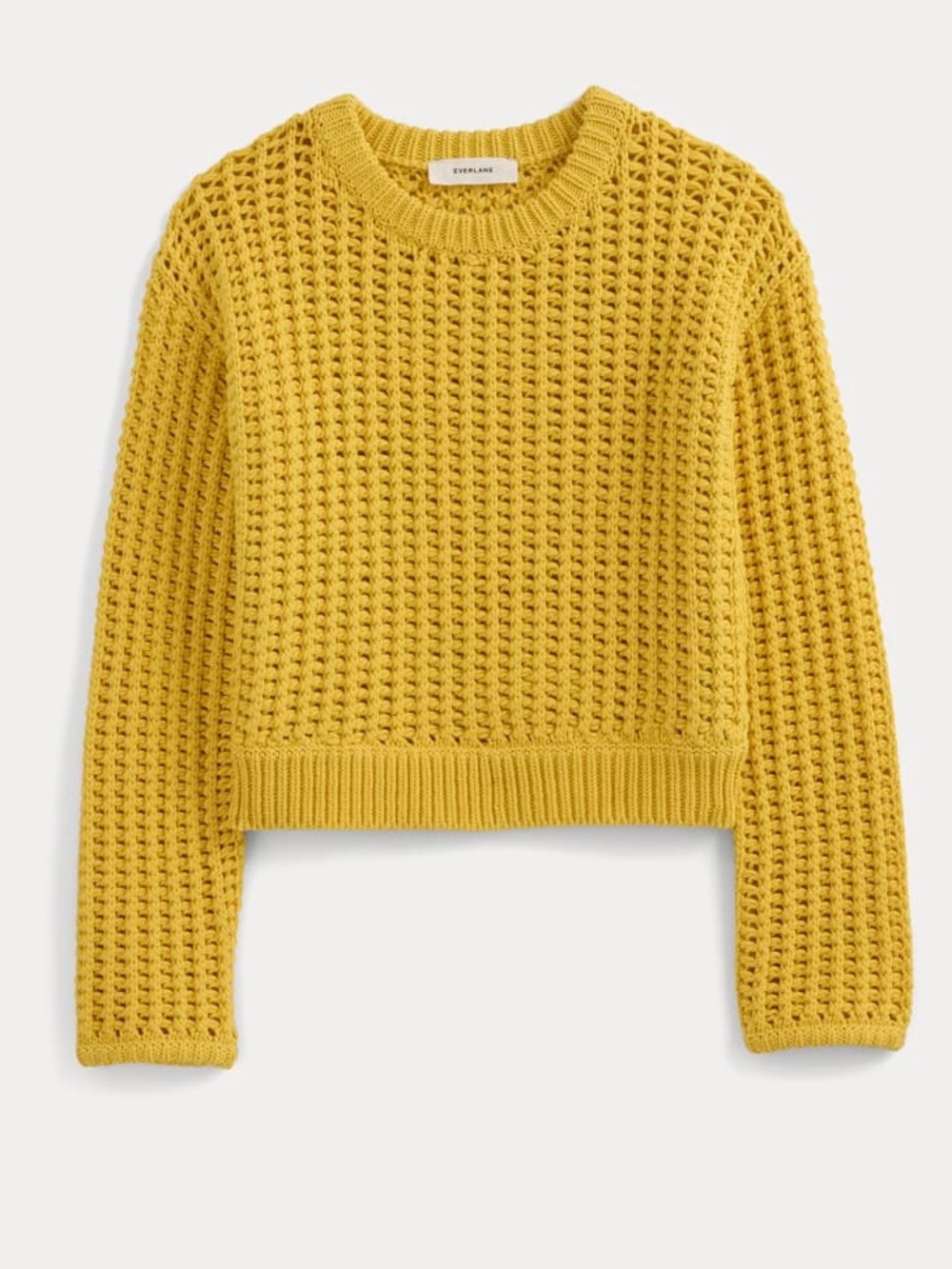 Everlane Open-Knit Crew In Elevated Cotton - Passion Fruit Yellow Knit Sweater